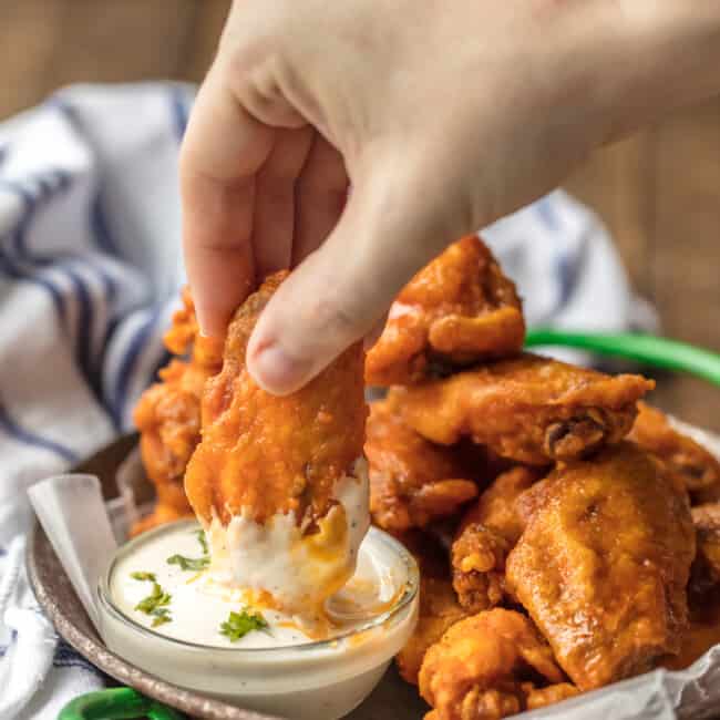 This Buffalo Wings Recipe makes some of the BEST Buffalo Wings I’ve ever had. Even better, these are GLUTEN FREE chicken wings, perfect for those who want this classic favorite without the gluten. These spicy, deep fried buffalo chicken wings are perfect for tailgating, the Super Bowl, and every day in between!