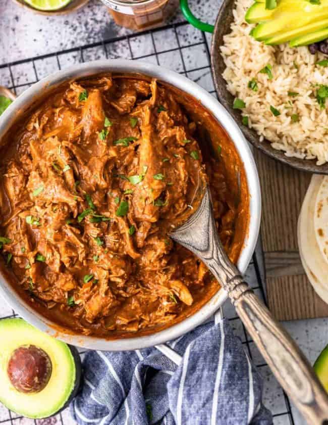 Easy Chicken Mole is one of our favorite Mexican Chicken Recipes to make any time of year. This EASY Mole Sauce is so flavorful and made in under 30 minutes.