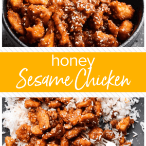 Honey Sesame Chicken is a must make easy chicken recipe. Crispy. Check. Spicy. Check. Sweet. Check. Easy. Check. Delicious. DOUBLE CHECK. This honey sesame chicken recipe has it all! The best part? It’s so much healthier that your usual honey glazed sesame chicken recipes. Few things can top a sweet n spicy, sticky n tender chicken. These chicken bites have a delicious crispiness that every honey glazed sesame chicken recipe should have.