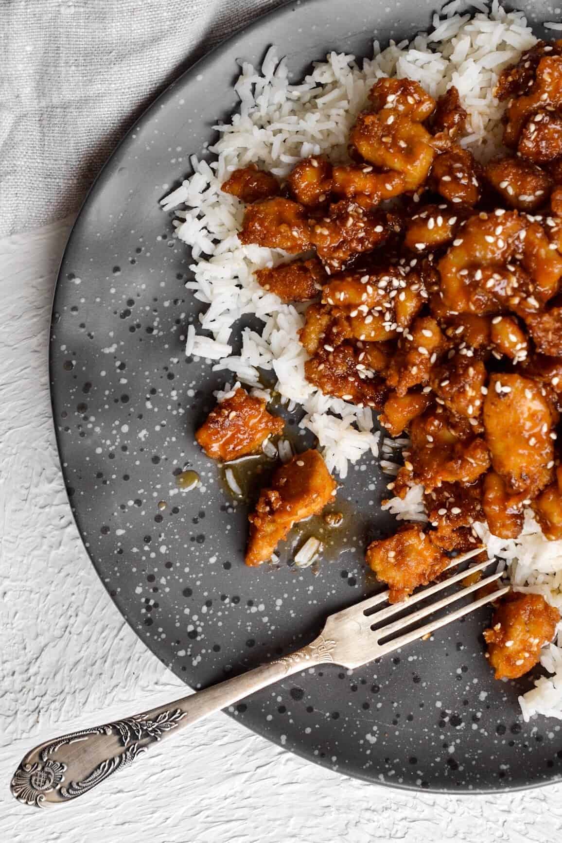 Sesame Chicken with rice