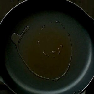 oil in a pan.