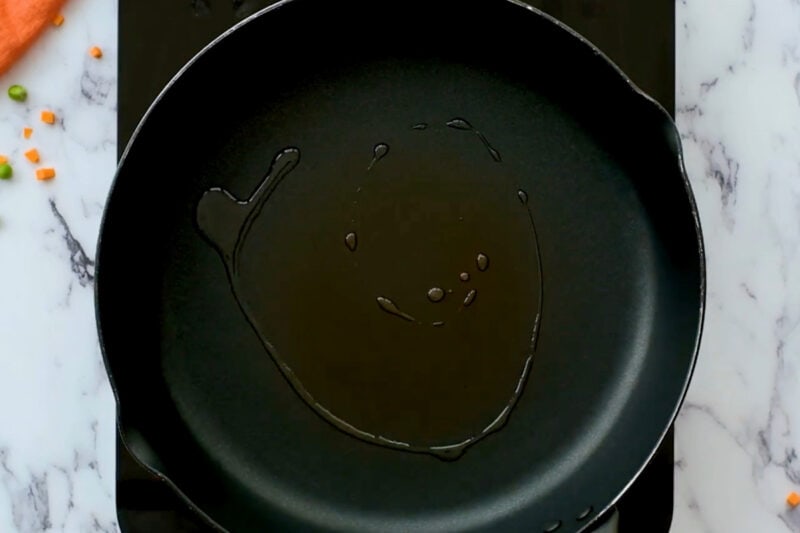 oil in a pan.