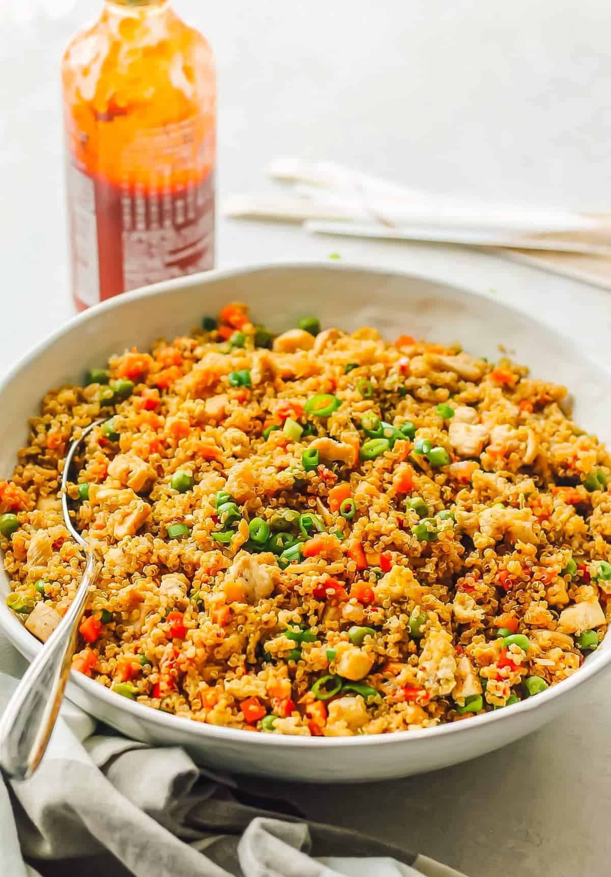 Chicken Quinoa Fried Rice in a bowl