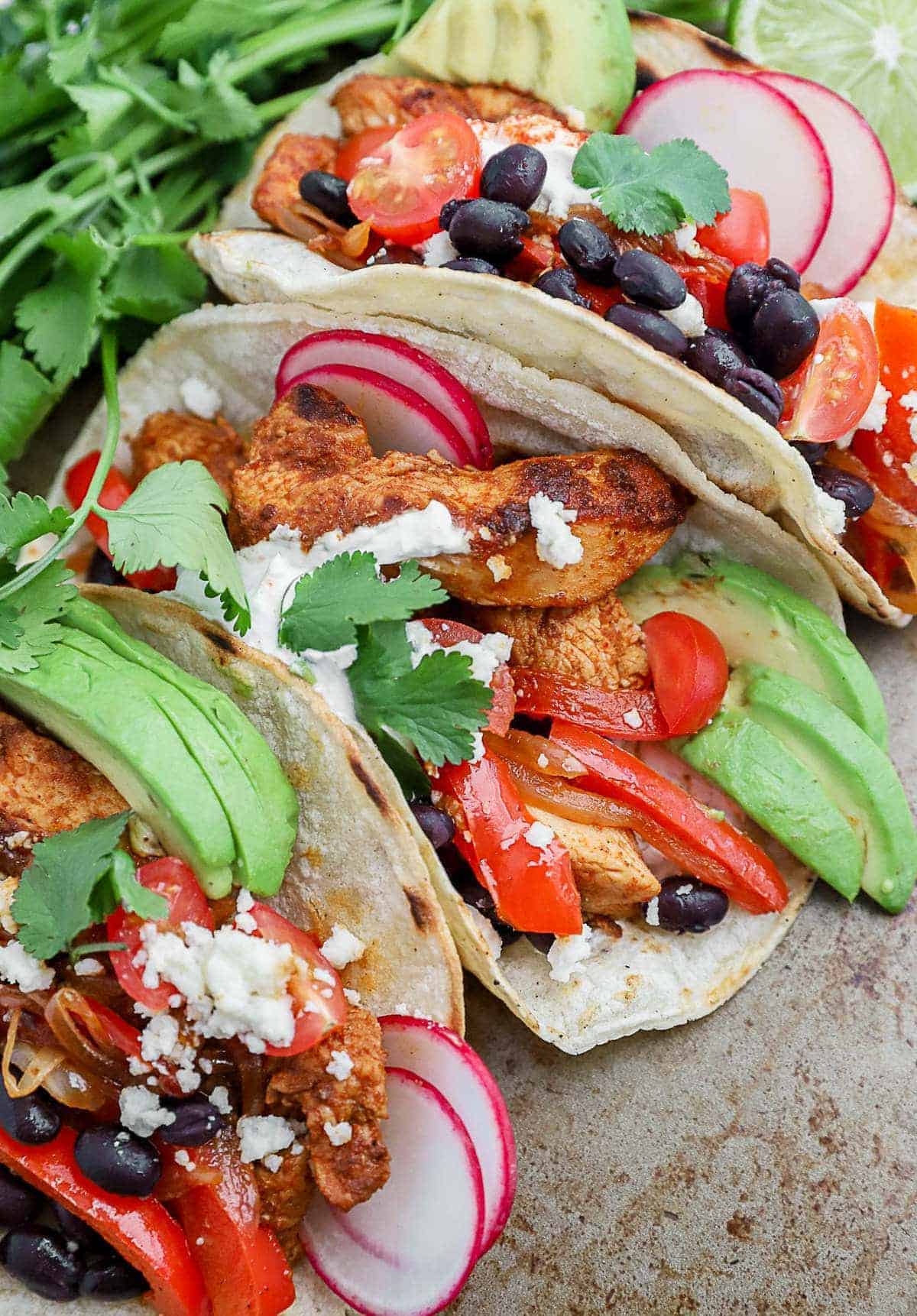 blackened chicken tacos on a plate