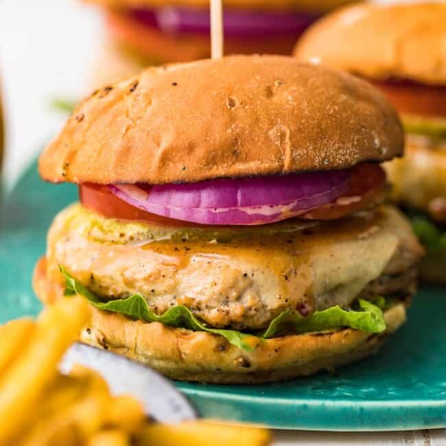 chicken burgers on platter