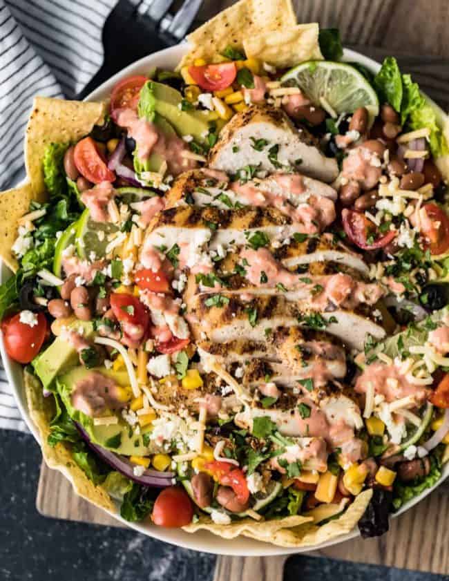 chicken taco salad in bowl