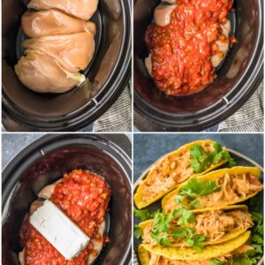 step by step photos for how to make crockpot salsa chicken