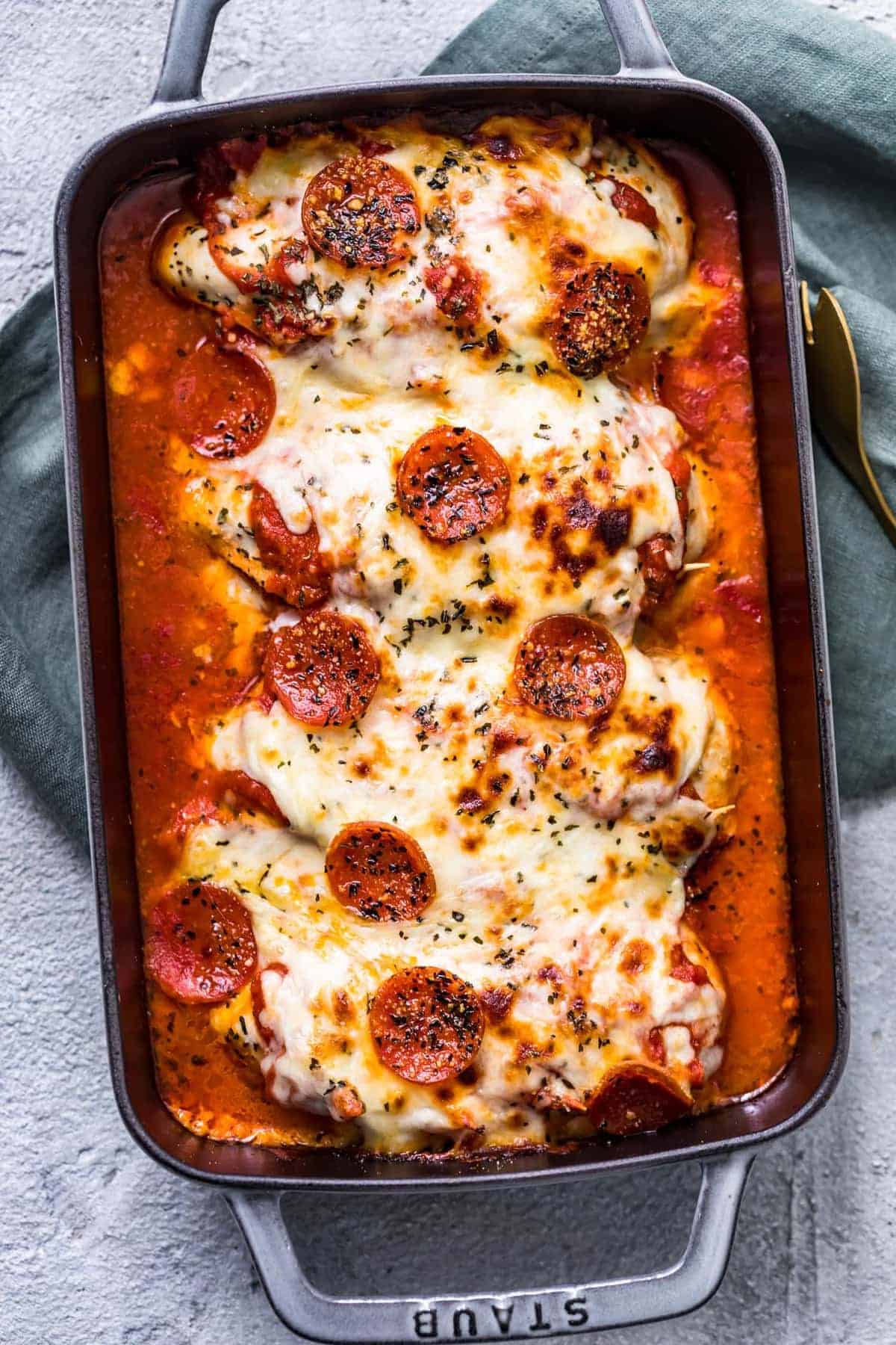 Pizza Chicken Bake just out of the oven