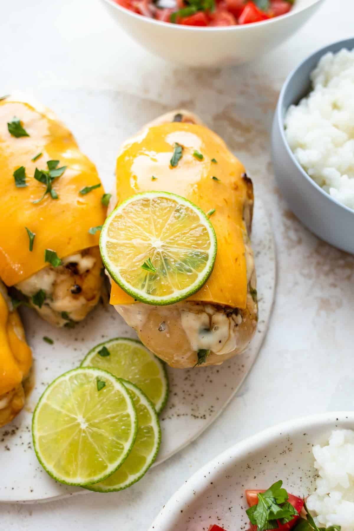 Fresh lime slices on Fiesta Lime Chicken
