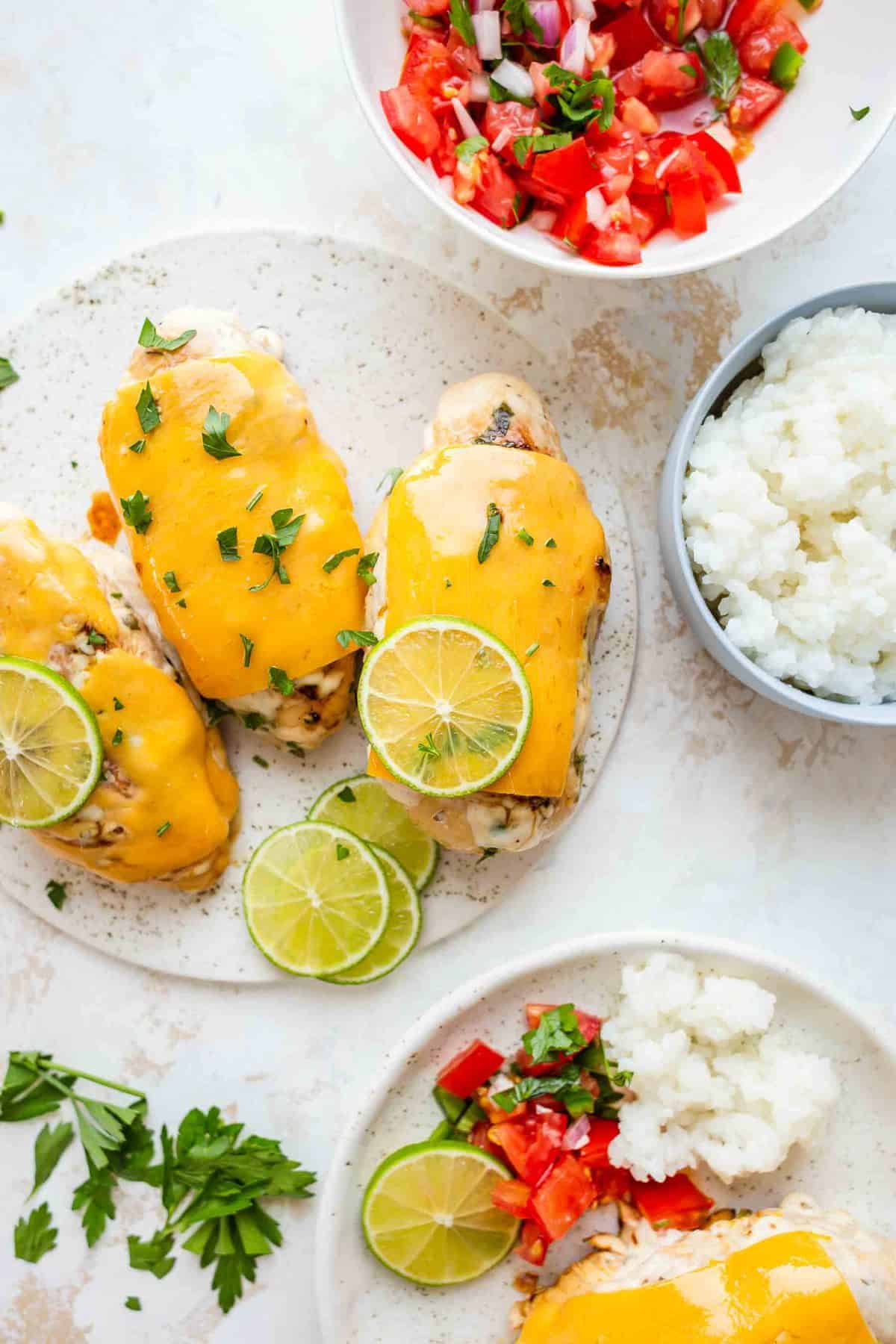Three Fiesta Lime Chicken breasts on a plate
