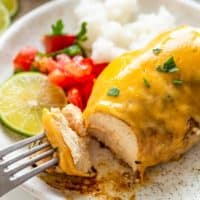 fiesta lime chicken with rice on plate