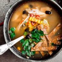 chicken tortilla soup in bowl