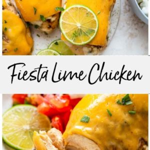 Fiesta lime chicken served with a fork.