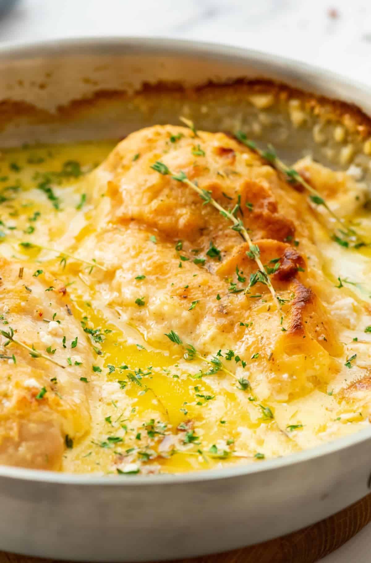 Close up of a baked chicken breast