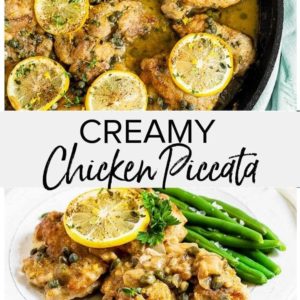 Chicken piccata with creamy sauce.