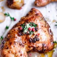 herb roasted chicken on parchment