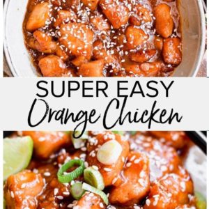 Super Easy Orange Chicken Skillet Recipe with Sesame Seeds.
