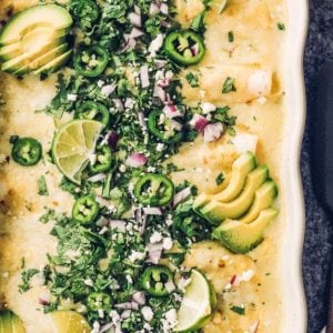 sour cream chicken enchiladas up close image