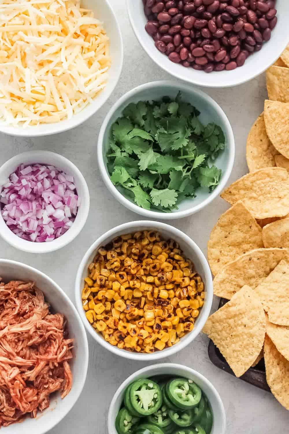 The ingredients to make the nachos