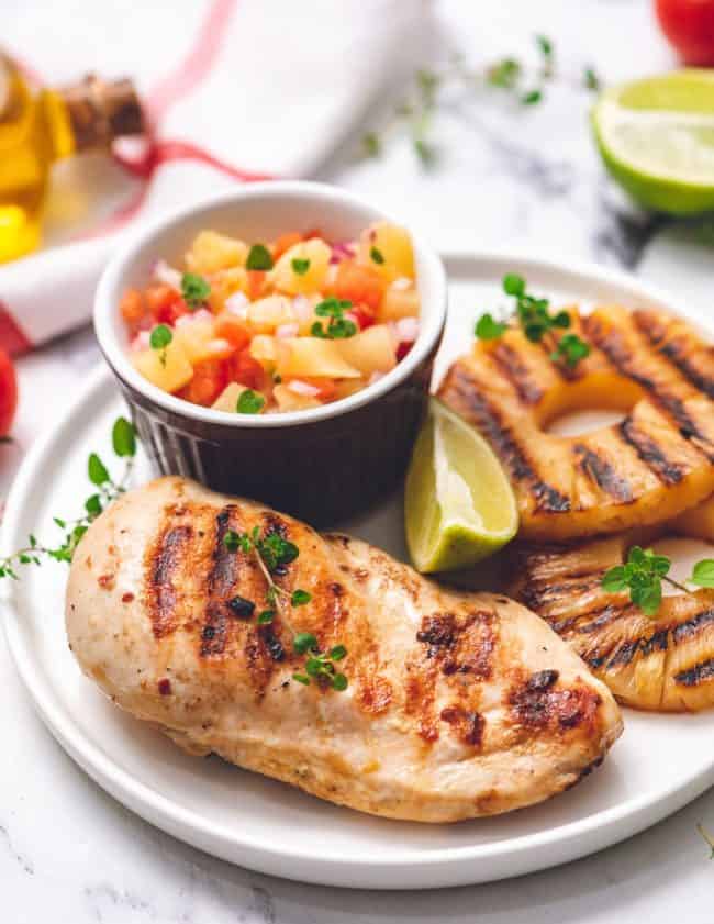 grilled pineapple chicken on plate