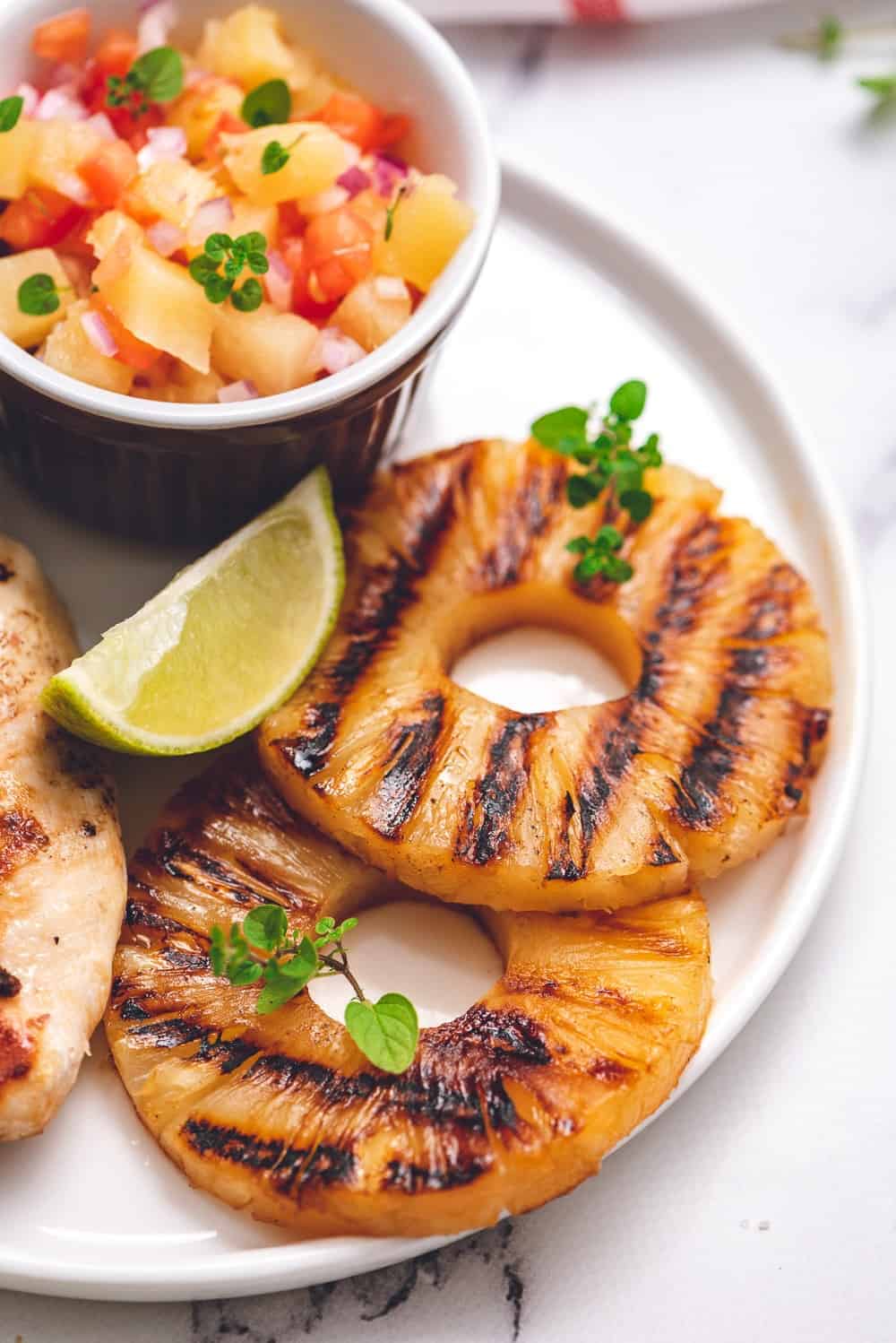 grilled pineapple on plate