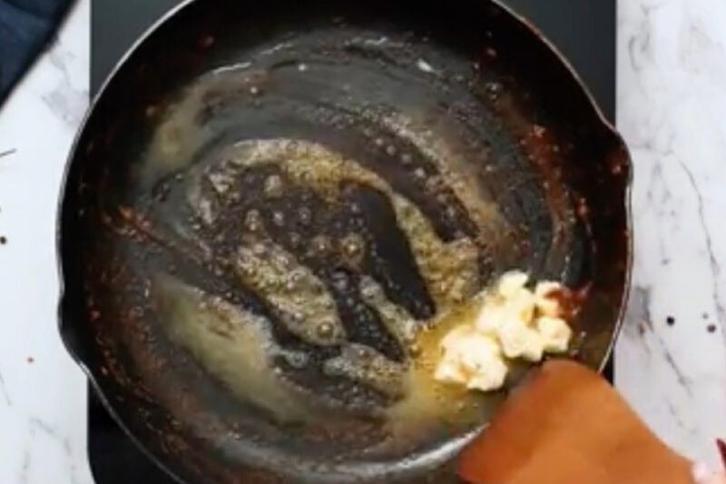 melting butter in a skillet.