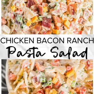 Bowl of Chicken Bacon Ranch Pasta Salad.