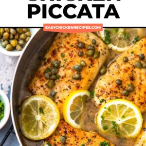 Quick pan-seared chicken piccata with lemon slices.