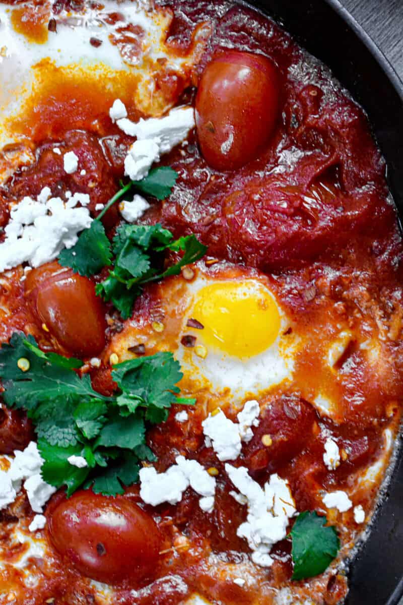 close up of eggs in purgatory