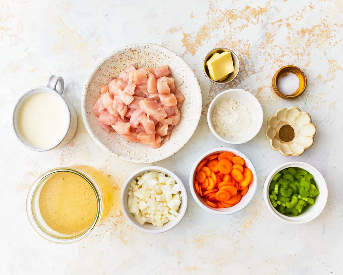 ingredients for creamy chicken soup.