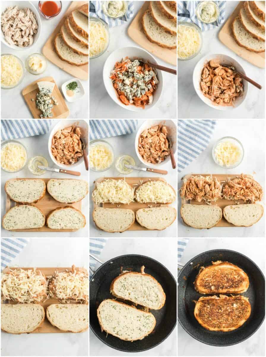 Step by step photos to show how to make the sandwich