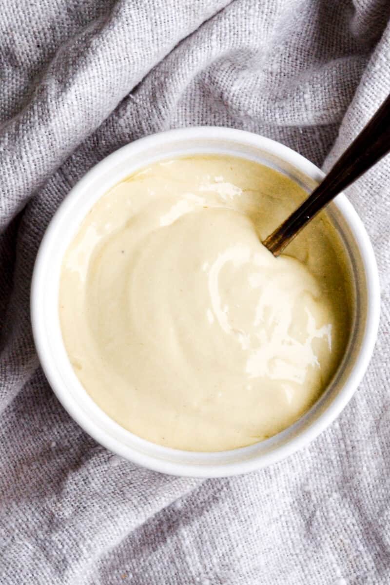 Close up of the Homemade Mayonnaise ready to serve