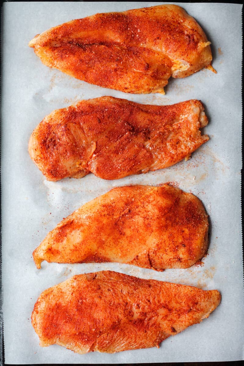 Chicken breasts rubbed with spices