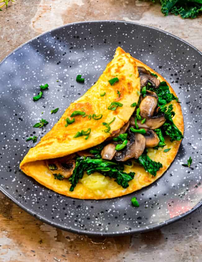 omelette with mushrooms on plate