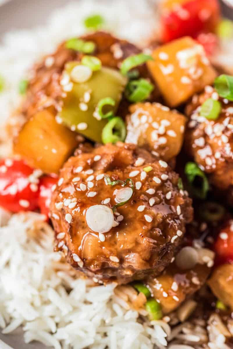up close meatball with sauce
