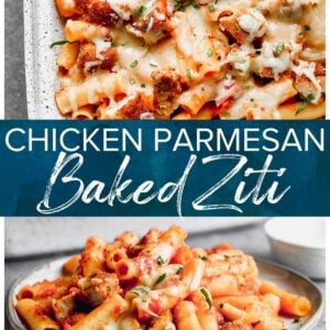 chicken parmesan baked ziti pinterest collage