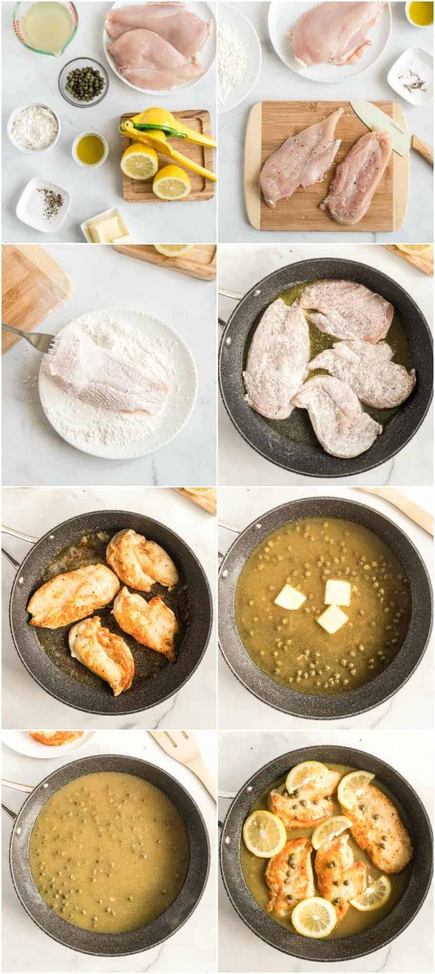 step by step photos of making chicken piccata