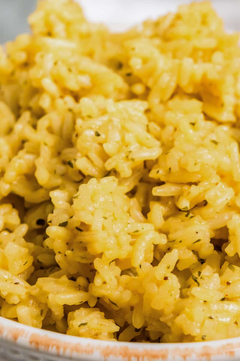 up close image of chicken flavored rice