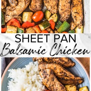 sheet pan balsamic chicken pinterest collage