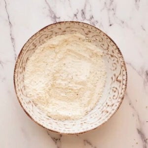 seasoned flour in a bowl.