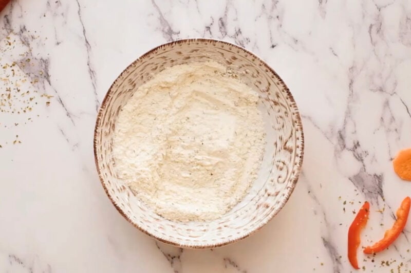 seasoned flour in a bowl.