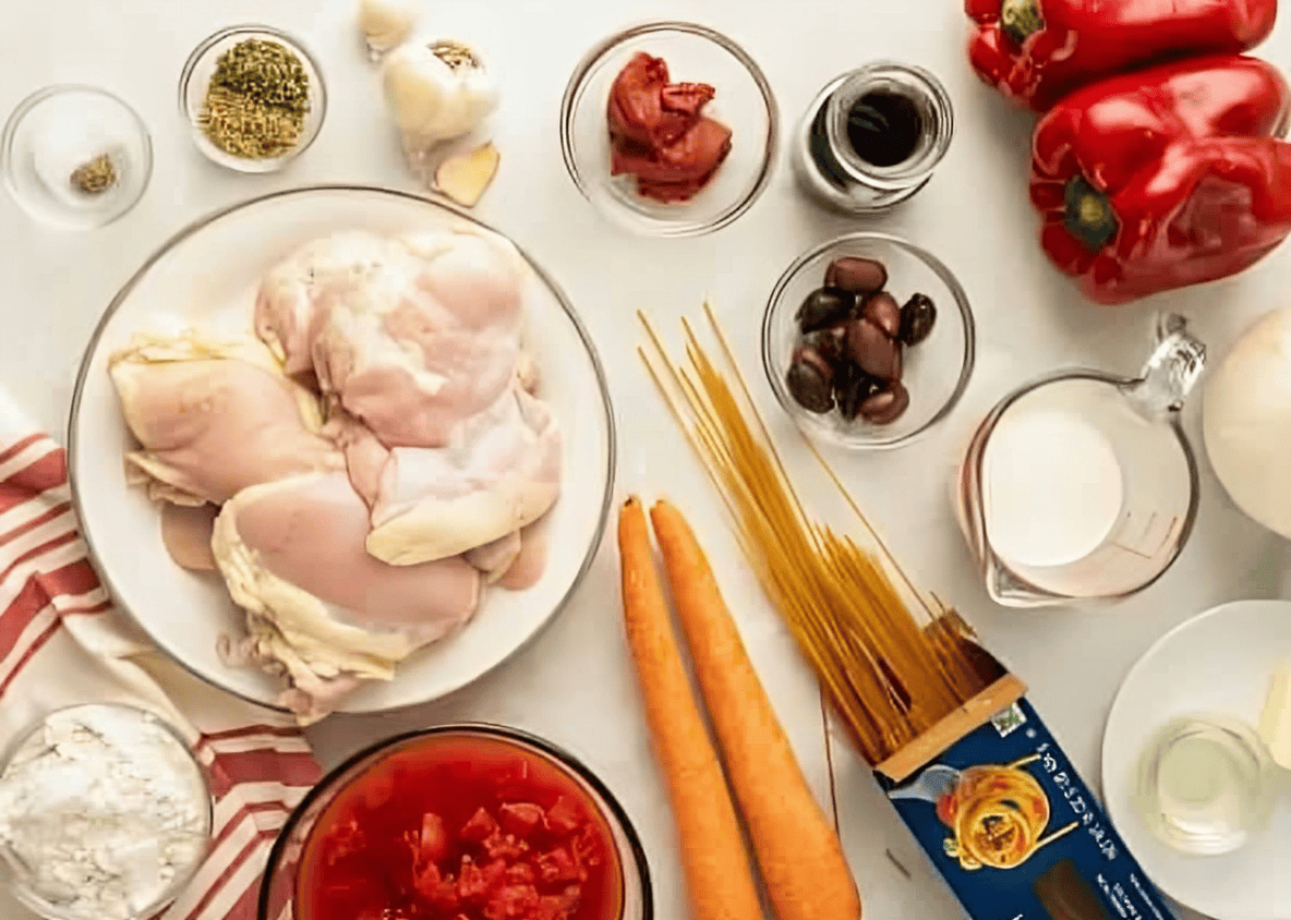 ingredients for chicken cacciatore.