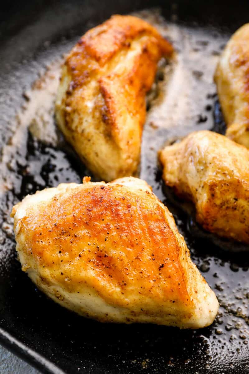 seared chicken breast up close