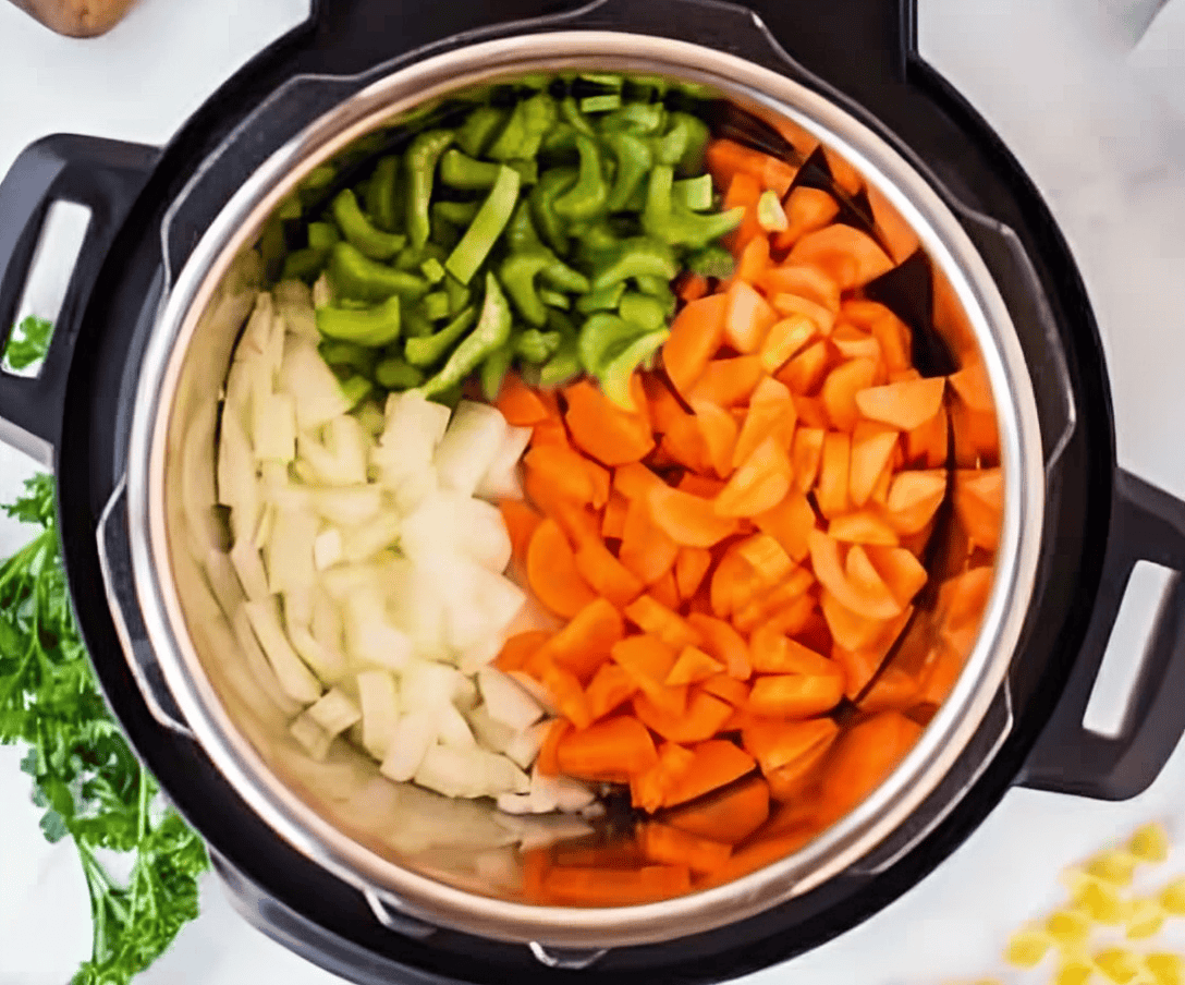 diced veggies in an instant pot.