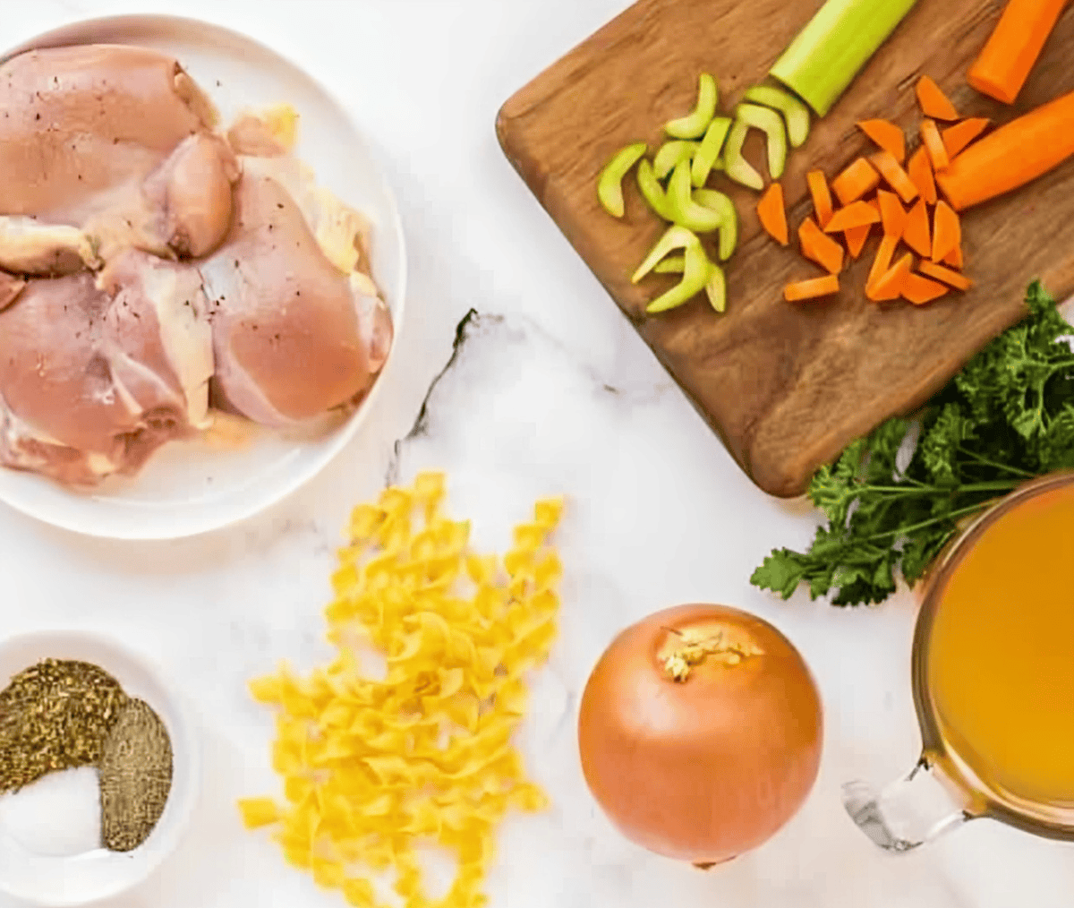 ingredients for instant pot chicken noodle soup.