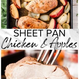 sheet pan chicken and apples pinterest collage