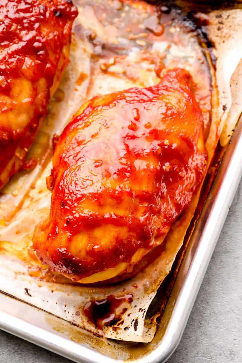 baked bbq chicken on parchment
