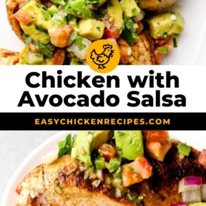 chicken with avocado salsa pinterest collage
