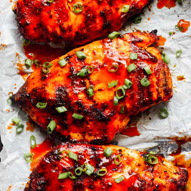 up close image of grilled buffalo chicken breasts