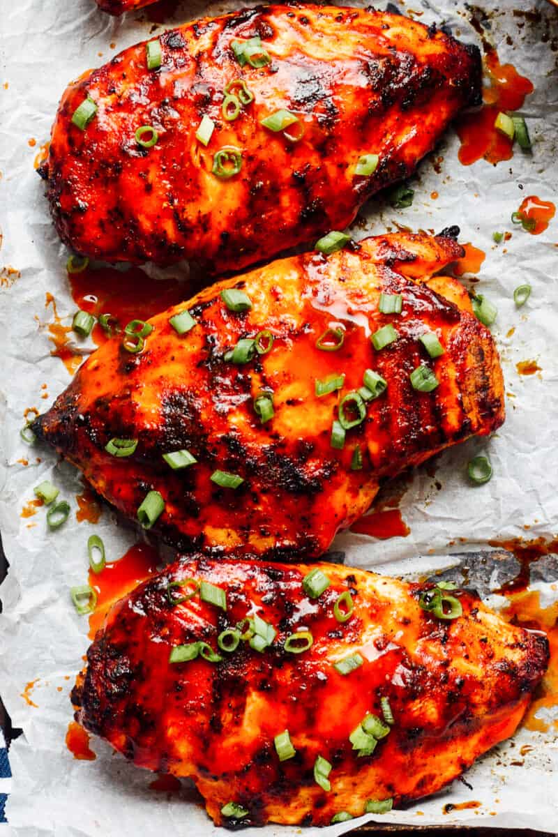 up close image of grilled buffalo chicken breasts